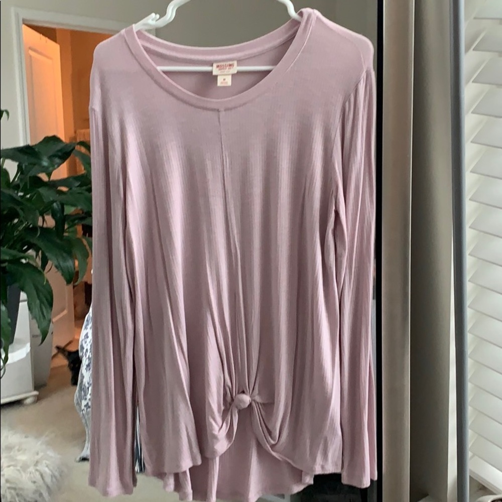 Knotted Long Sleeve Top - Blush Pink
